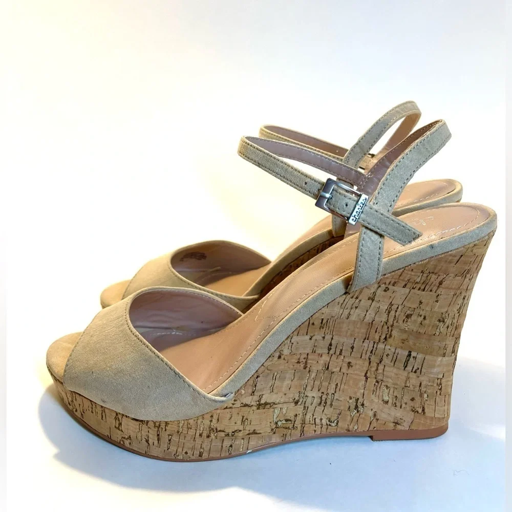 Charles David Lambert‎ Cork Platform Wedge in Nude Size 11M
